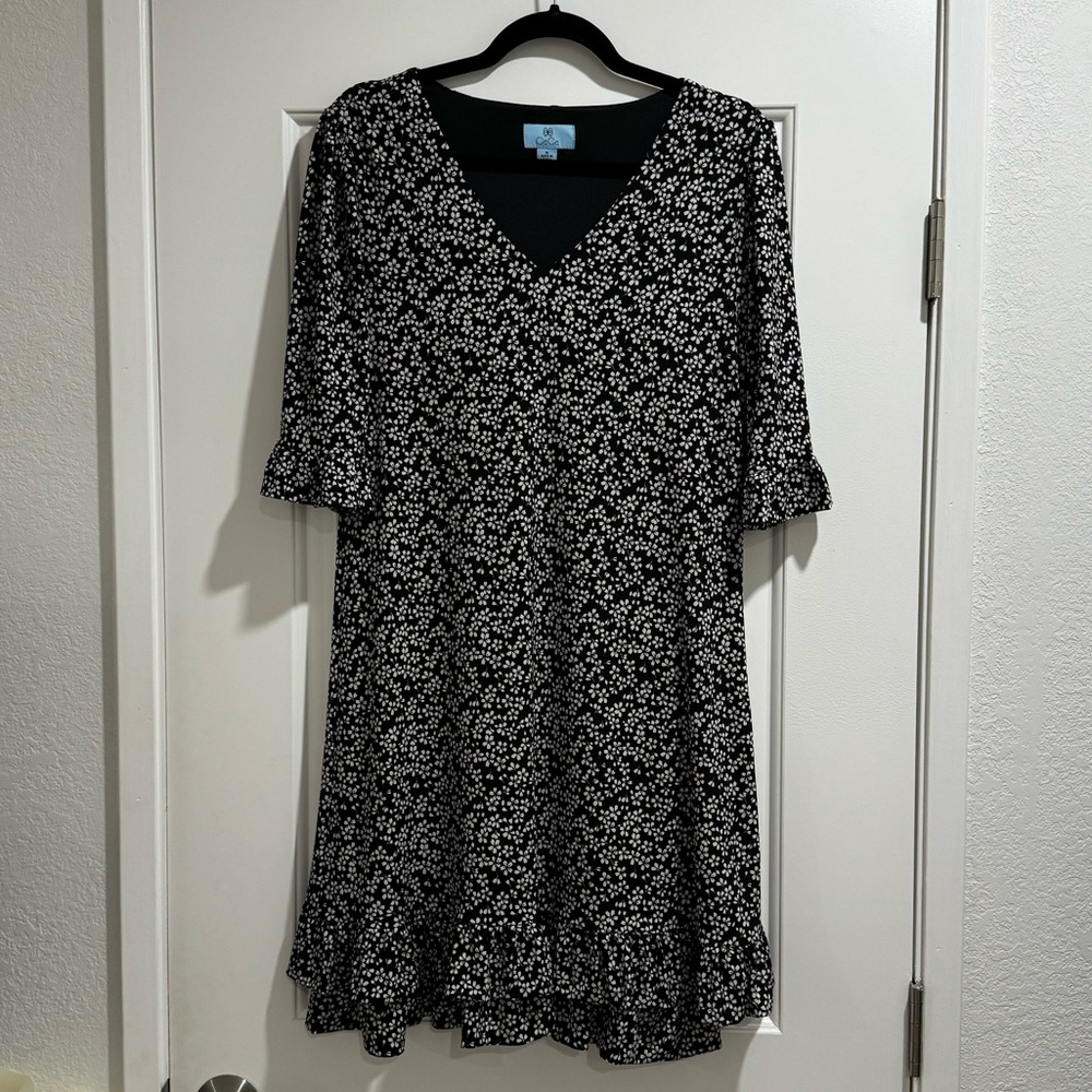 CeCe Black and White Floral Dress